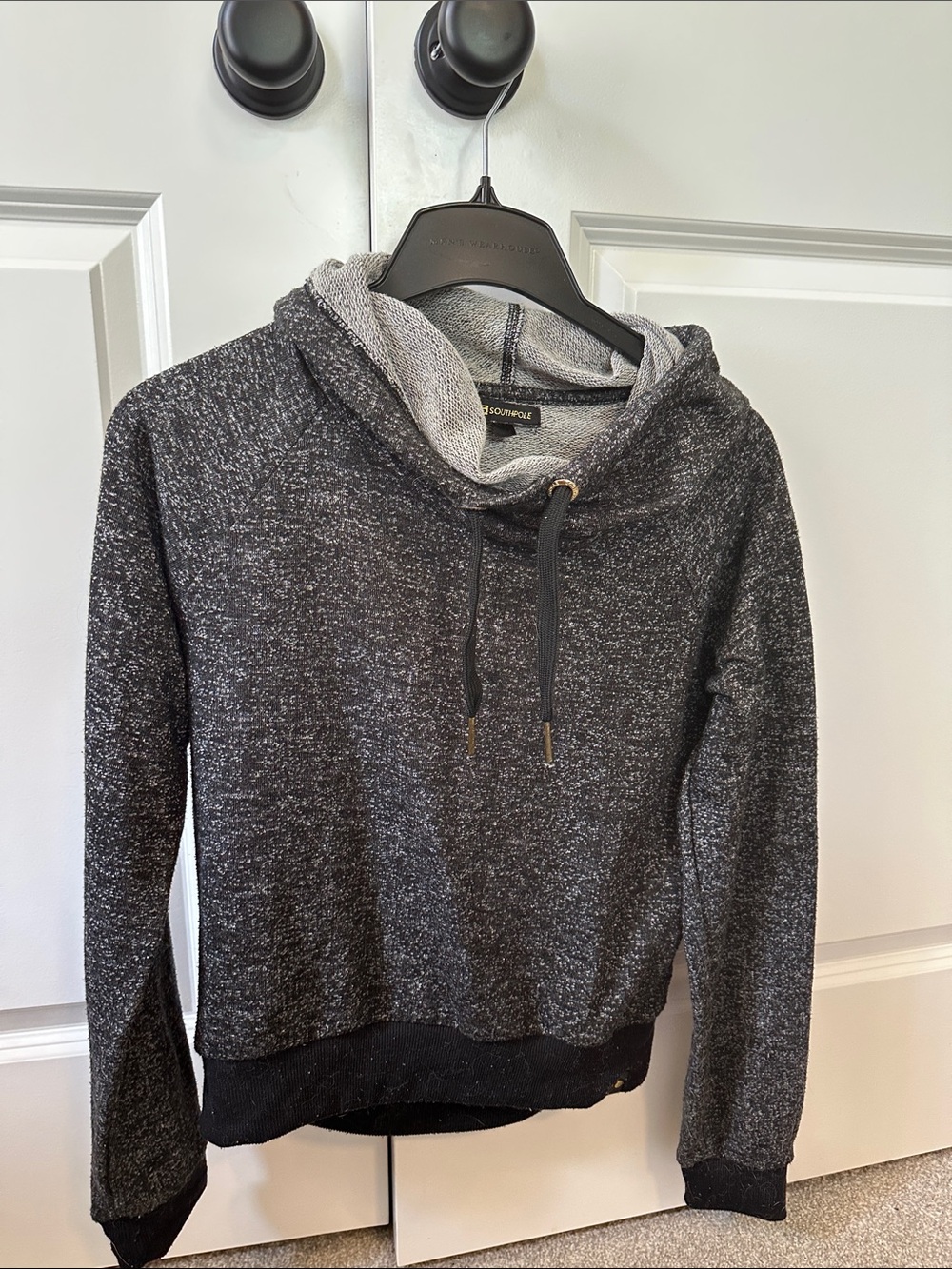 South Pole Black & Gray Marled Pullover Hoodie